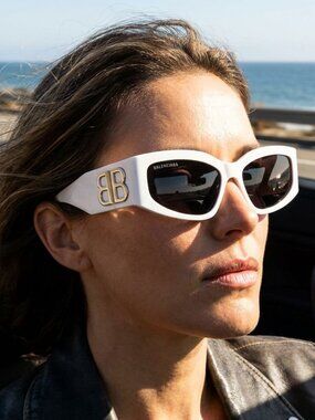 NEW BALENCIAGA BB0321S 010 SUNGLASSES IVORY WOMEN CAT EYE EYEWEAR BALENCIAGA